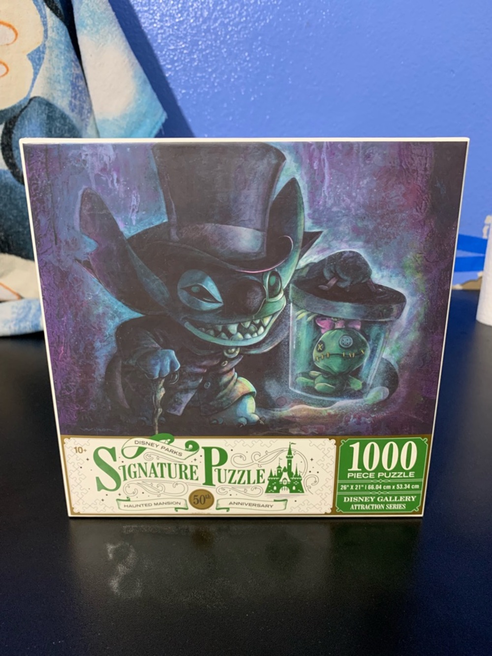 Disney Haunted Stitch in Top Hat Puzzle — Purple Teal Black Artwork